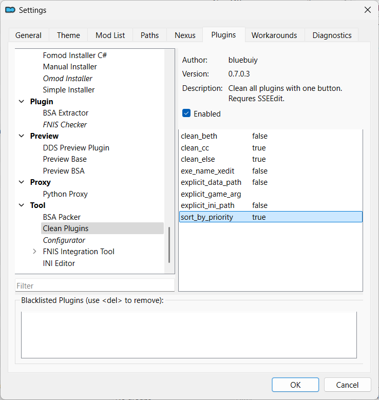 plugin settings
