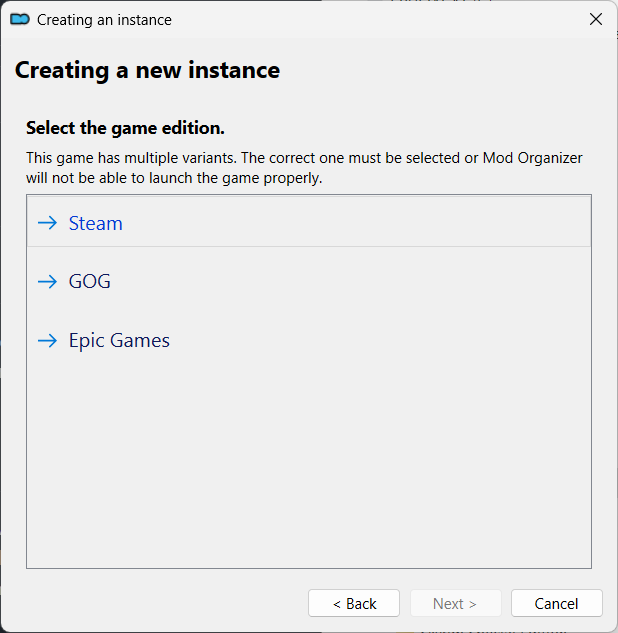 Select the game edition