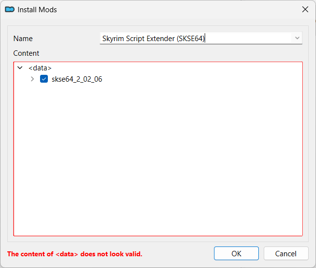 invalid data