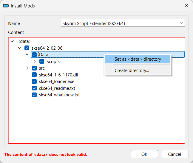 set as <data> directory