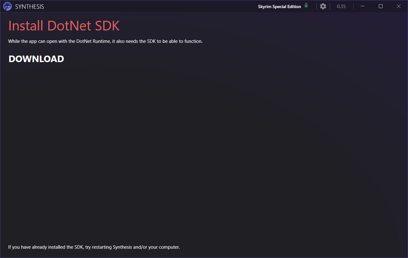 download DotNet SDK notice