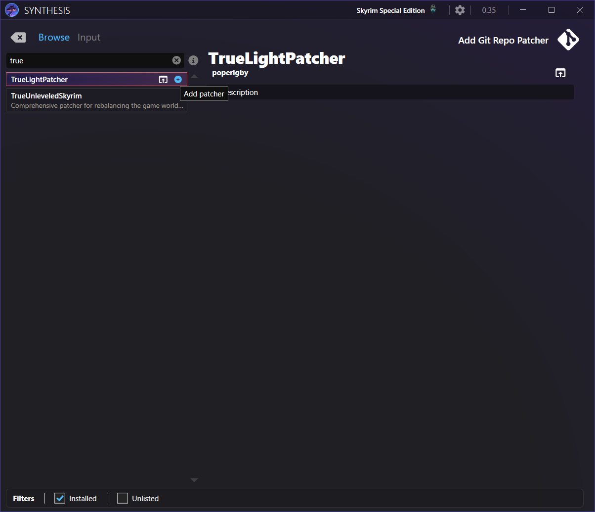 search for true light patcher recipe