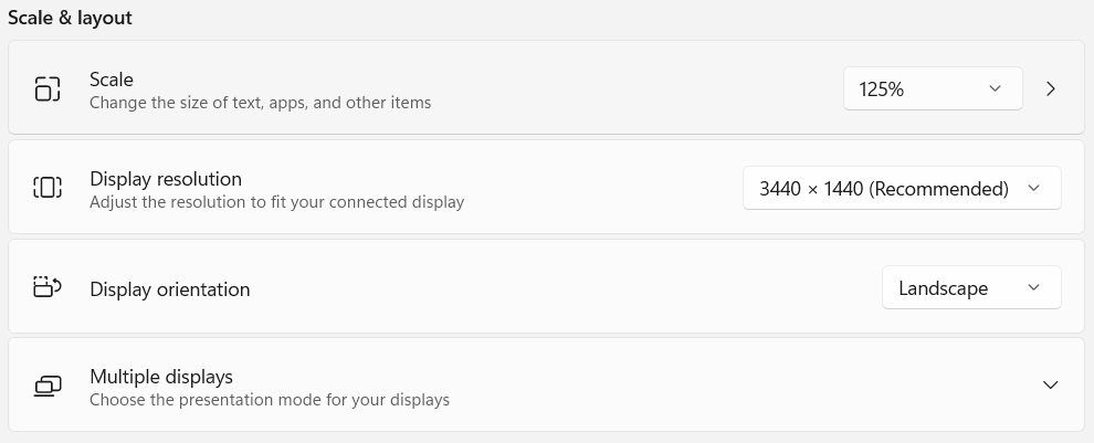 windows scale & layout settings